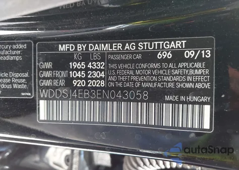 2014 Mercedes-Benz Cla 250 from USA, damaged, VIN WDDSJ4EB3EN043058